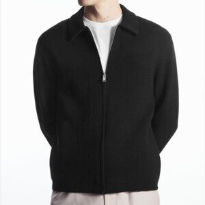 COS Men's Wool  Black Zip-Up Jacket Size Large